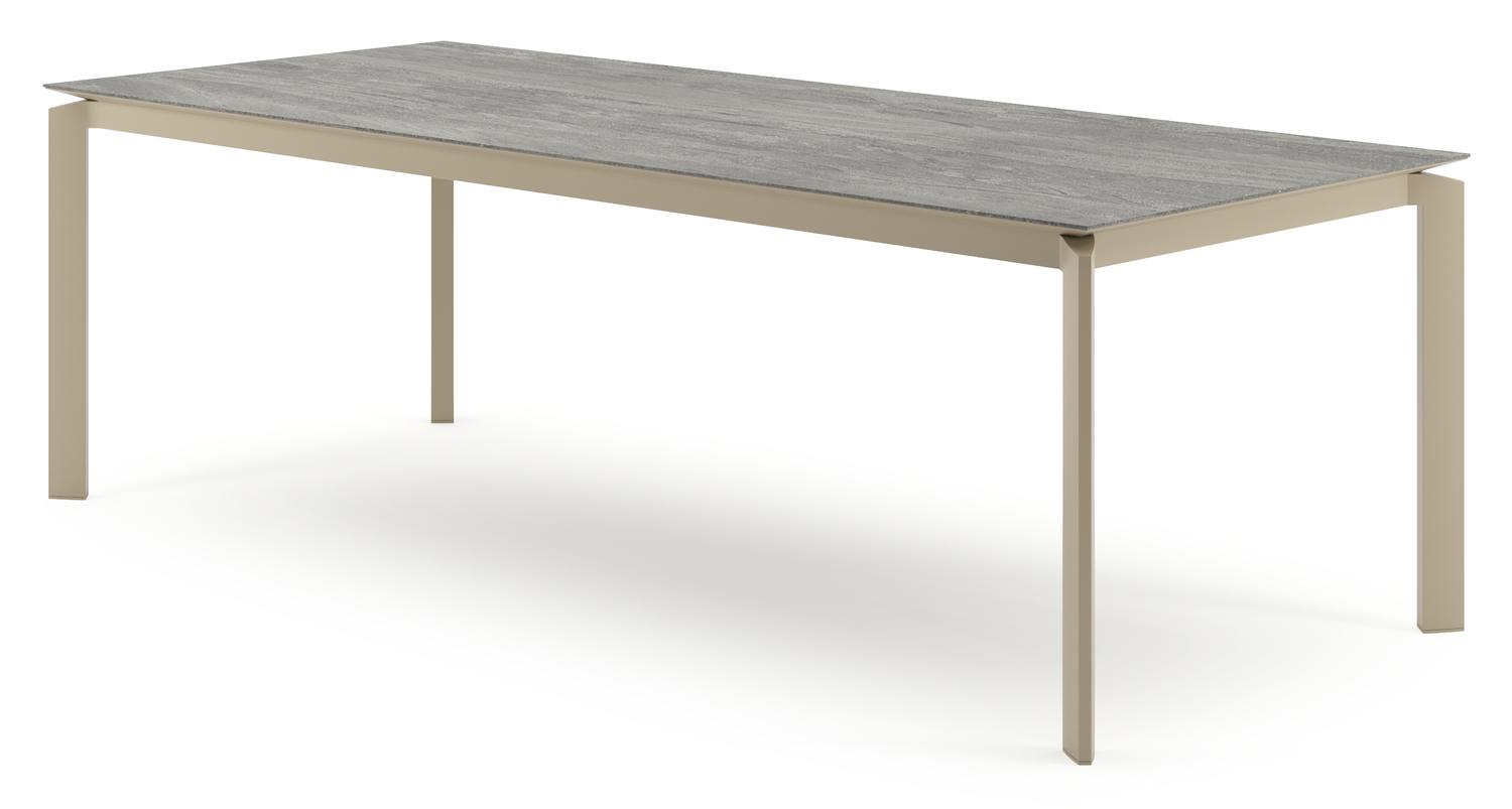 Cirello tuintafel rechthoekig in beige aluminium en volkeramiek Aspen Grey - L 240 x B 100 x H 74.5 cm
