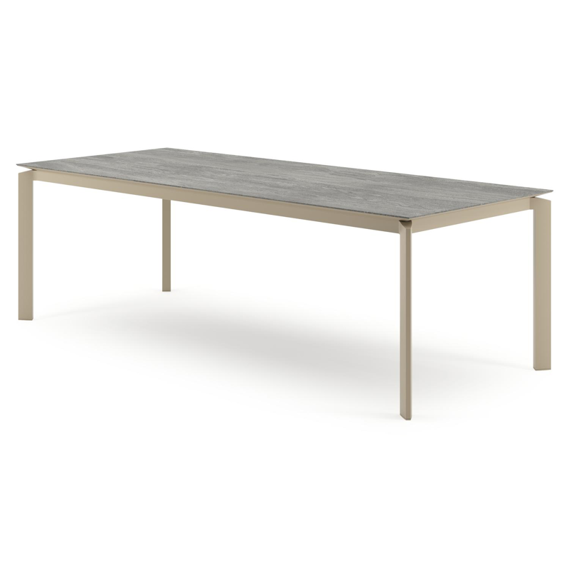 Cirello tuintafel rechthoekig in beige aluminium en volkeramiek Aspen Grey - L 240 x B 100 x H 74.5 cm