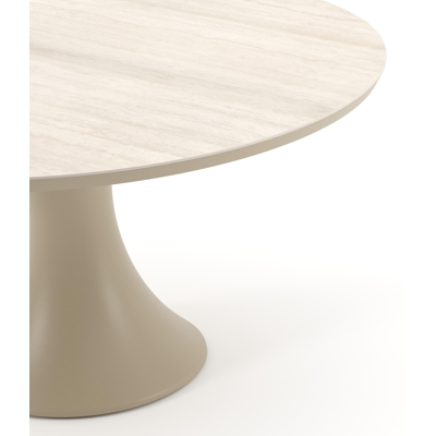 Fano tuintafel rond in beige aluminium en volkeramiek Travertino Bianco - Dia. 148 x H 74 cm