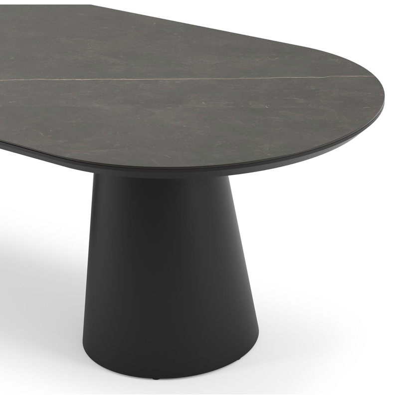 Table de jardin Donato en aluminium noir et céramique pleine calatorao - Lg 260 x Larg. 100 x H 74 cm