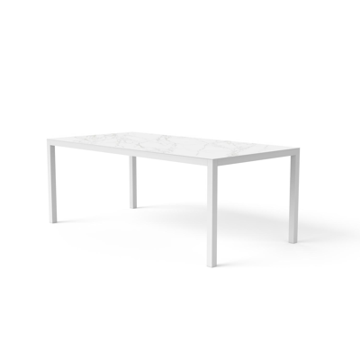 Taranto tuintafel in wit aluminium met tafelblad in volkeramiek - L 200 x B 100 cm