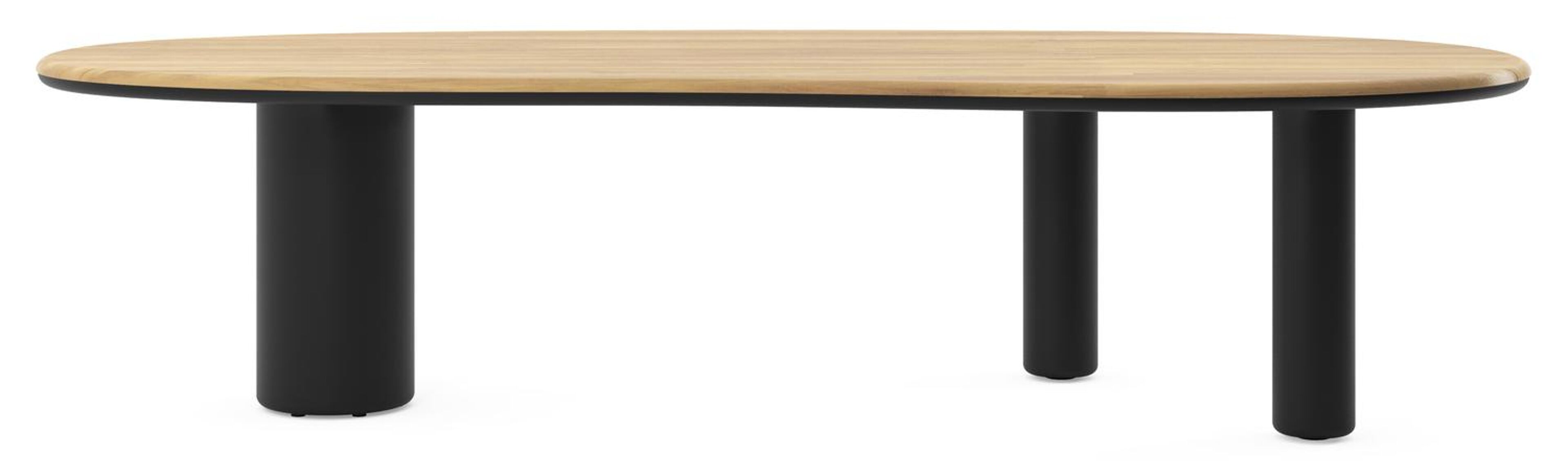 Amico tuintafel organisch in zwart aluminium en teak - L 320 x B 145 x H 74 cm