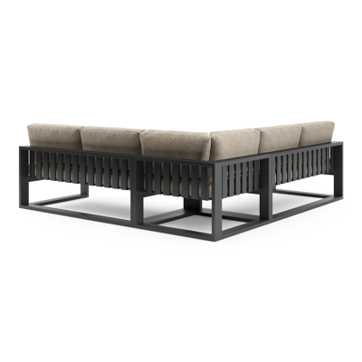 Verato loungehoek in zwart aluminium met bora jungle all weather cosytica kussen