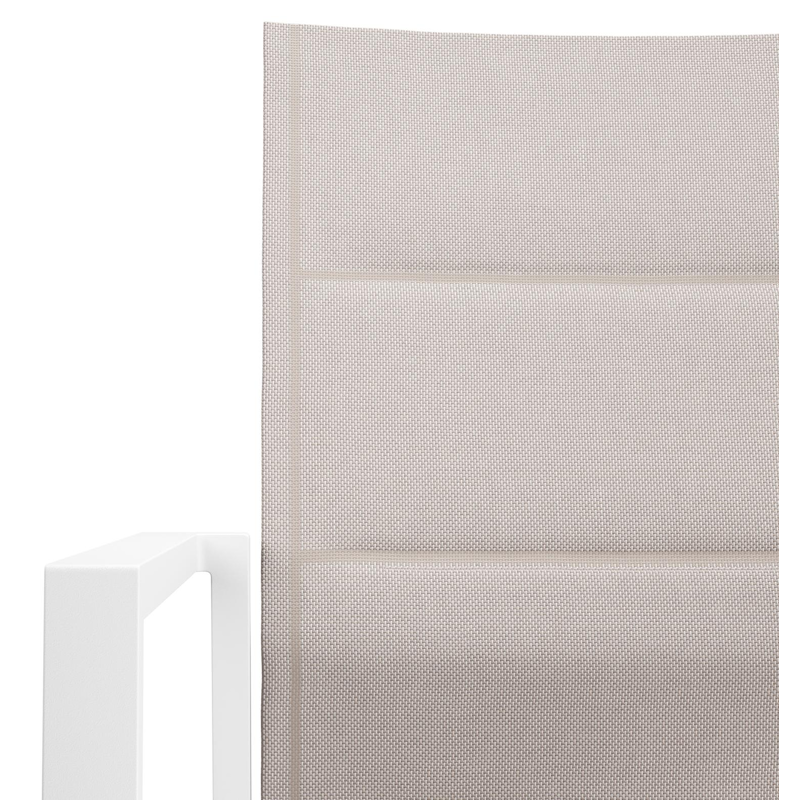 Cirello stapelbare tuinstoel in wit aluminium en beige dubbele textilene