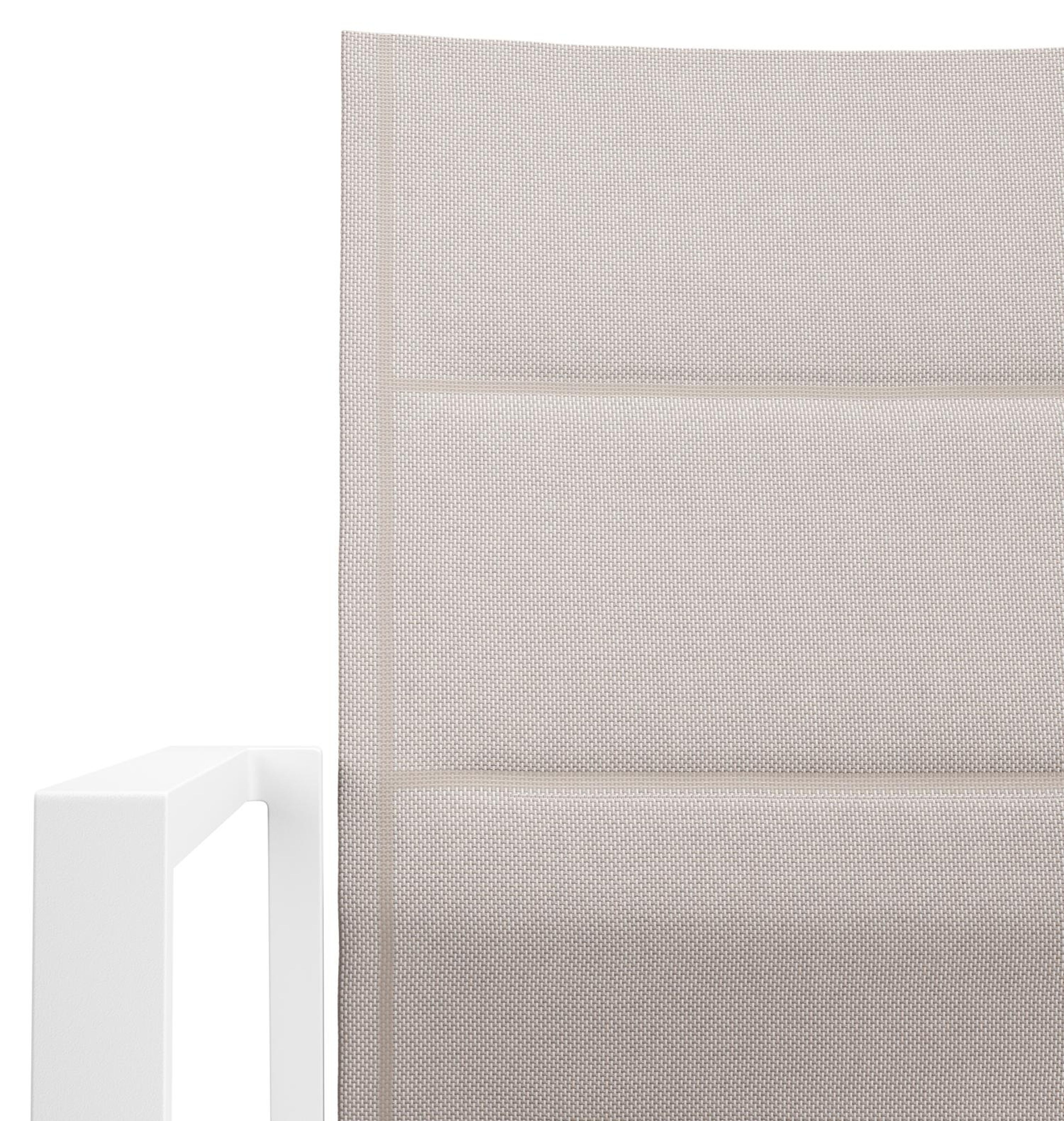 Cirello stapelbare tuinstoel in wit aluminium en beige dubbele textilene