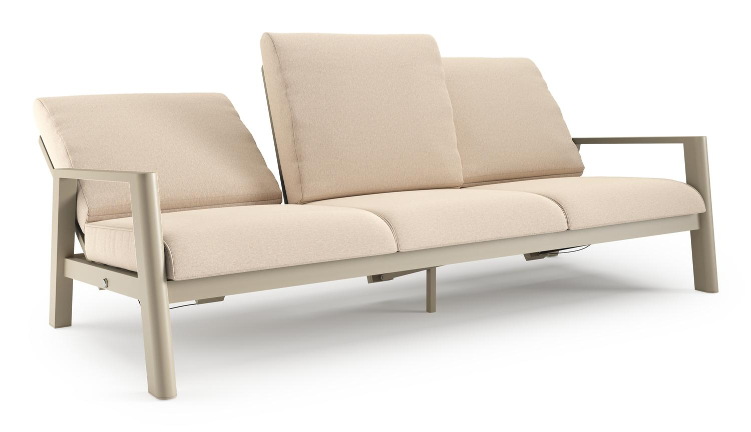 Cirello loungebank in beige aluminium met heritage papyrus all weather sunbrella® luxe kussen