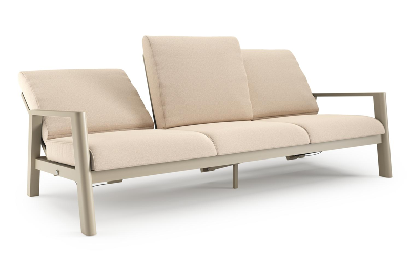 Cirello loungebank in beige aluminium met heritage papyrus all weather sunbrella® luxe kussen