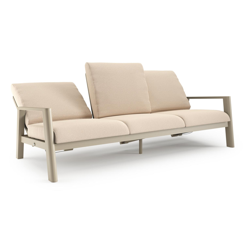 Canapé de jardin Cirello en aluminium beige et coussins en all weather sunbrella® luxe heritage papyrus