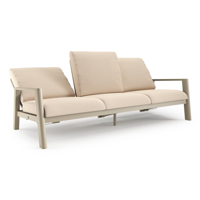 Canapé de jardin Cirello en aluminium beige et coussins en all weather sunbrella® luxe heritage papyrus