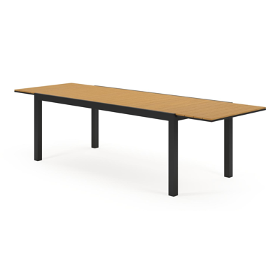 Oviedo verlengbare tuintafel in zwart aluminium en polywood - L 200/280 x B 94.5 x H 75 cm