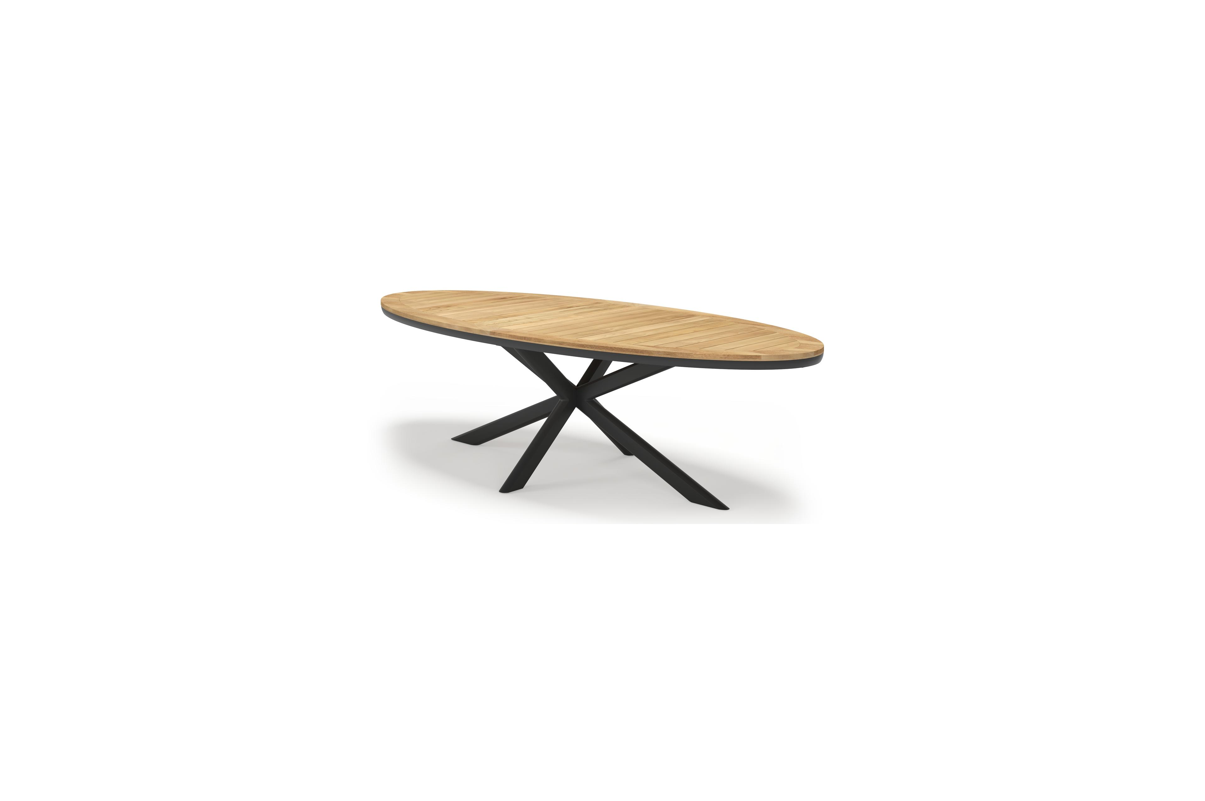 Pamplona ovale tuinset in zwart aluminium en teak natural finish met 8 Matera tuinstoelen