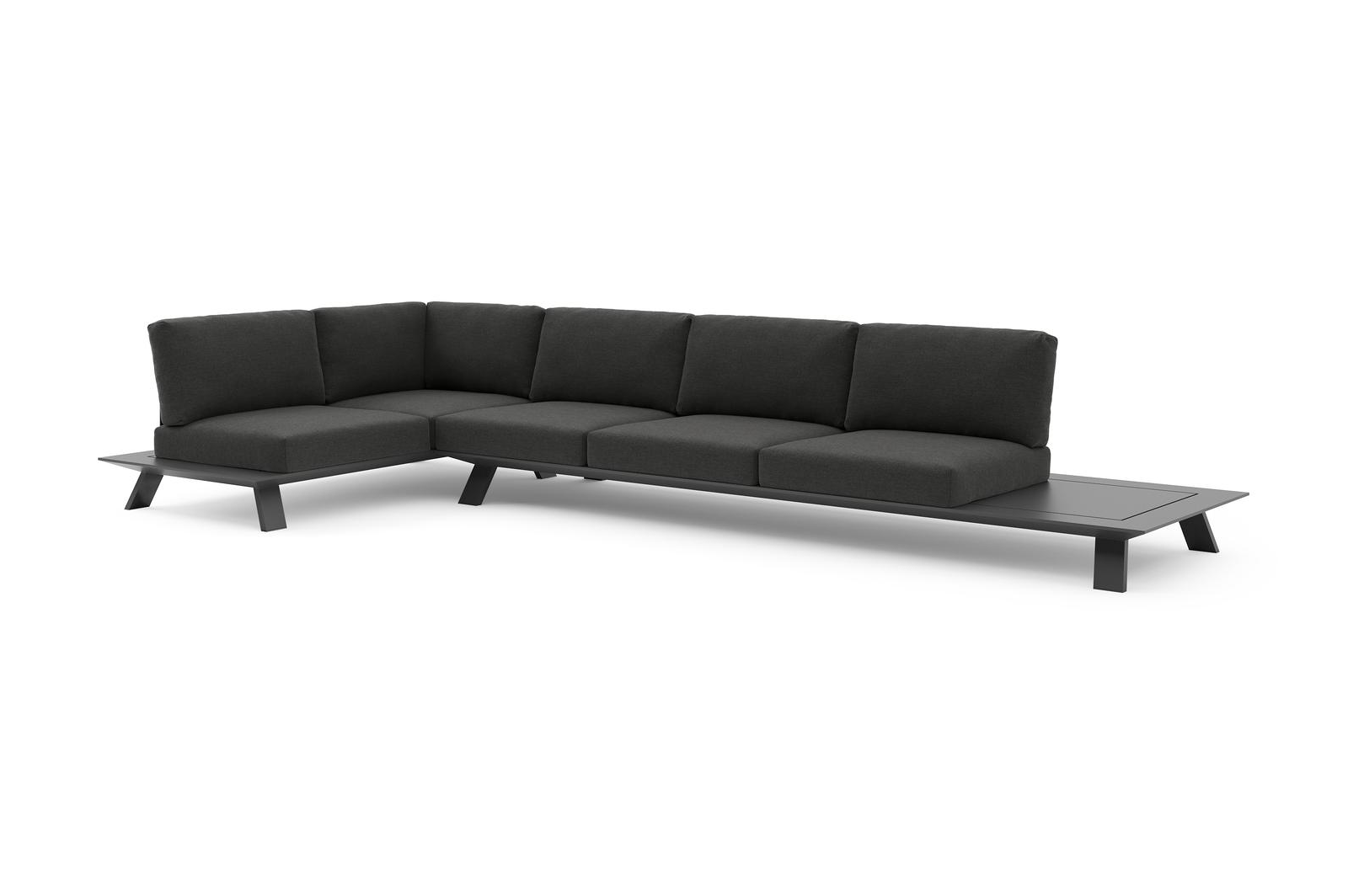 Cesano loungehoek in zwart aluminium met chartres sooty all weather Sunbrella® luxe kussen