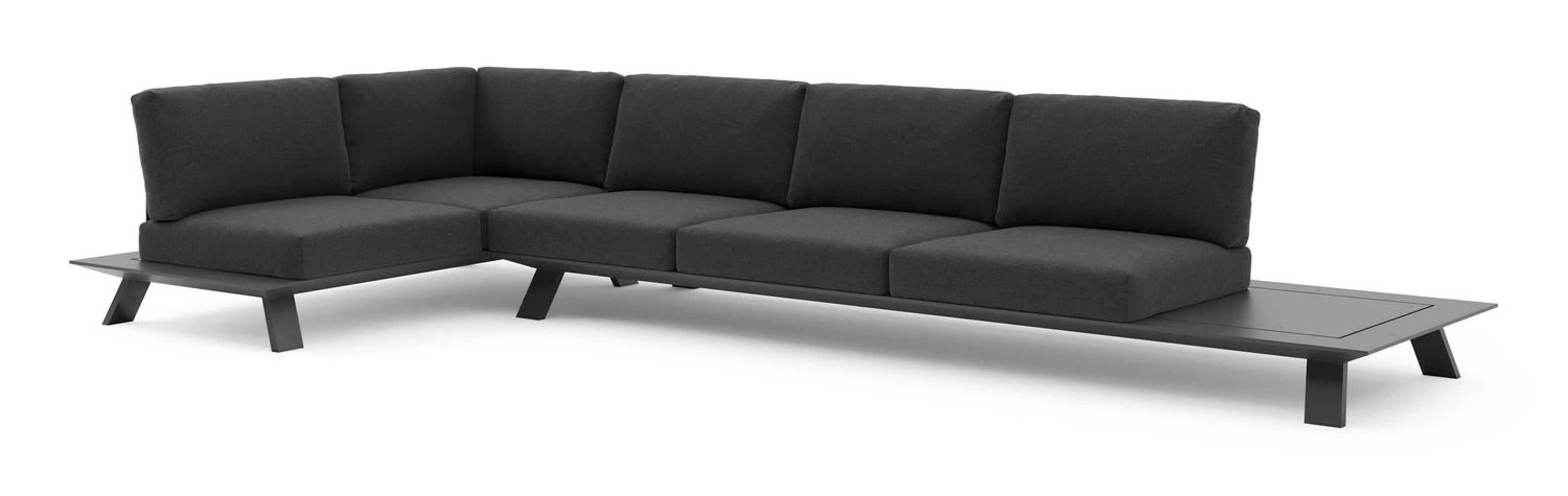 Cesano loungehoek in zwart aluminium met chartres sooty all weather Sunbrella® luxe kussen