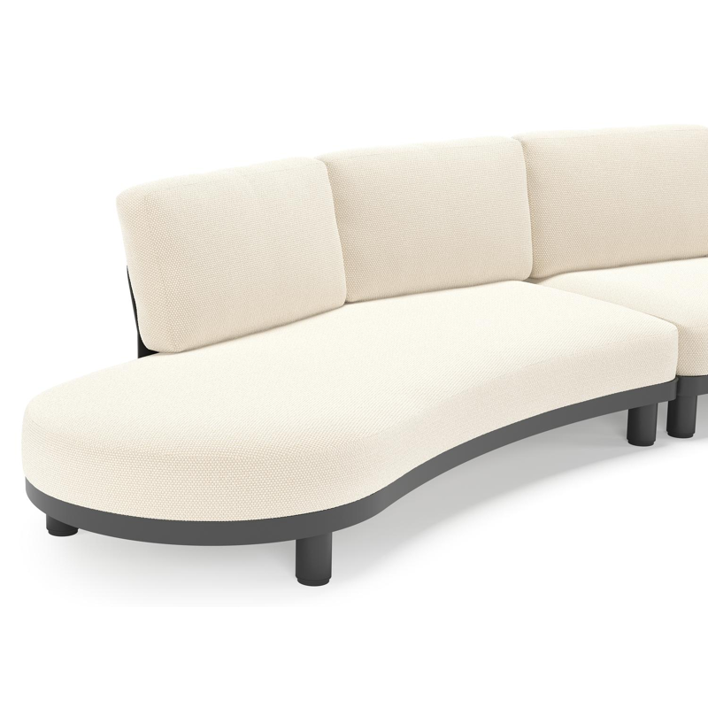 Donato loungebank in zwart aluminium met all weather cosytica Althea Off White kussen