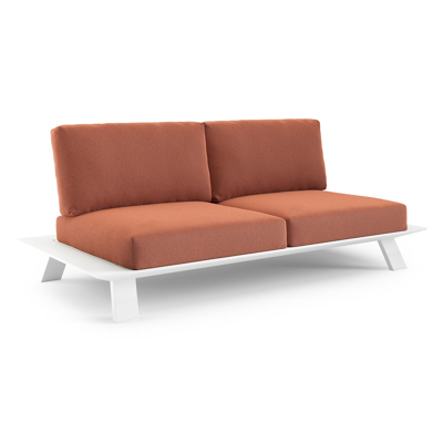 Cesano loungebank in wit aluminium met heritage rust all weather Sunbrella® luxe kussen