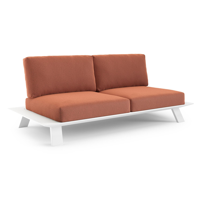 Cesano loungebank in wit aluminium met heritage rust all weather Sunbrella® luxe kussen