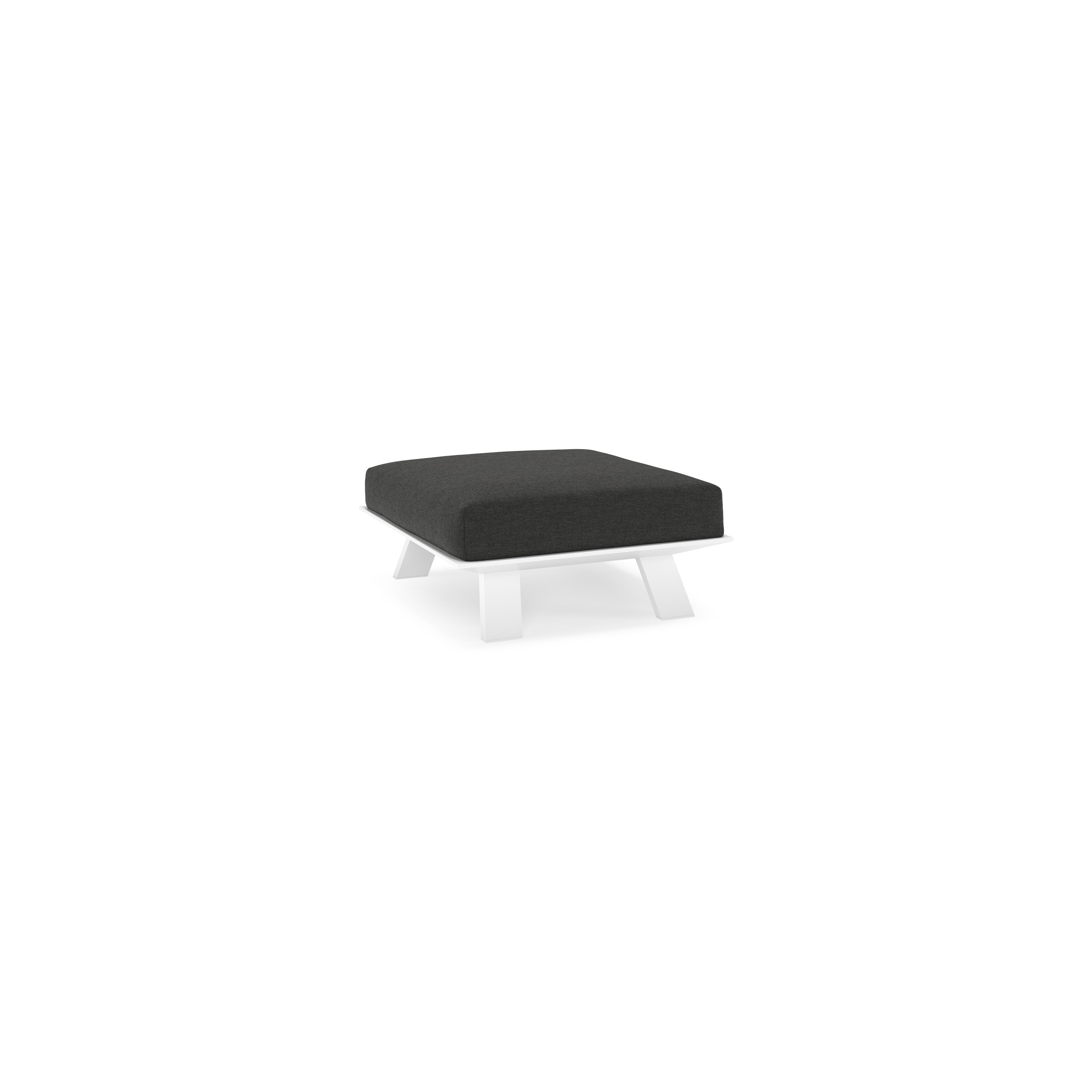 Pouf Cesano en aluminium blanc et coussin en All Weather Sunbrella® luxe chartres sooty
