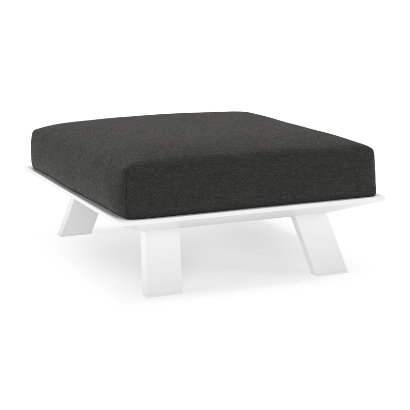 Cesano poef in wit aluminium met chartres sooty all weather Sunbrella® luxe kussen