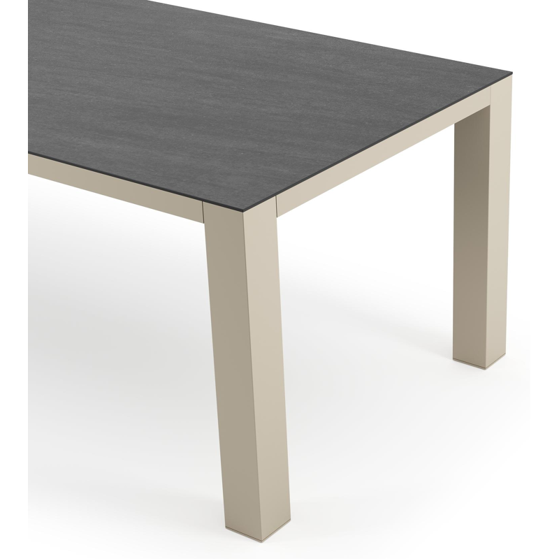 Table de jardin Nano rectangulaire en aluminium beige et céramique pleine Basalt Black - Lg. 240 x Lrg. 100 x Haut. 75 cm