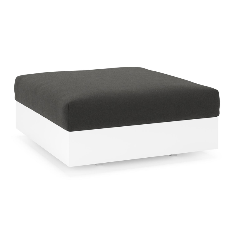 Como poef in wit aluminium met natte sooty all weather sunbrella® luxe kussen