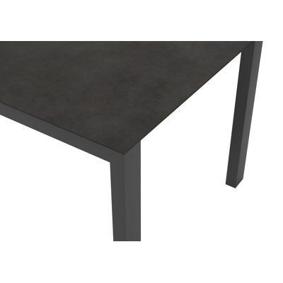 Trente tuinset in zwart aluminium en zwart volkeramiek tafelblad met 6 Rivo tuinstoelen