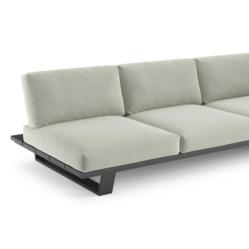 Pagino loungebank in zwart aluminium met lopi bud all weather sunbrella® luxe kussen