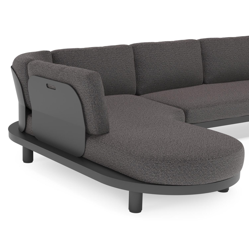 Donato loungehoek in zwart aluminium met all weather solica Firenze Tunder kussen