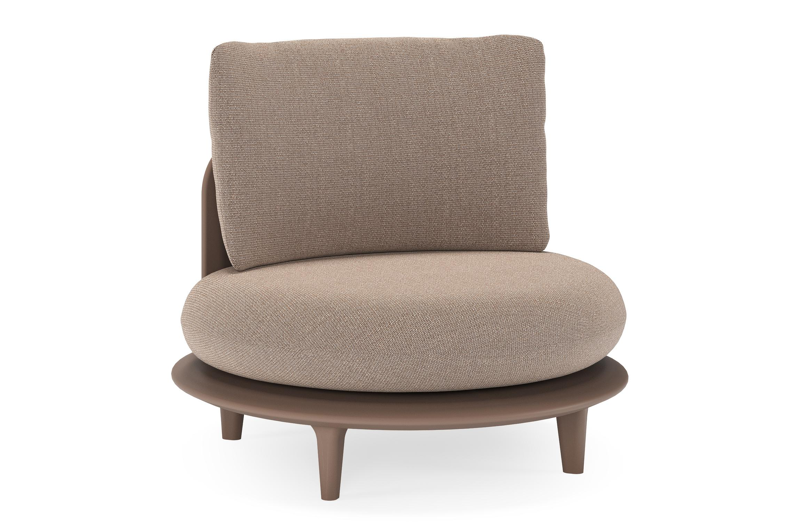 Bomero loungestoel in taupe aluminium met savane earth all weather sunbrella® luxe kussen