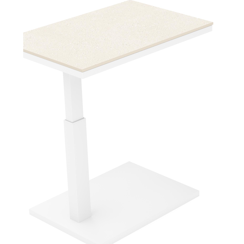 Talana bijzettafel in wit aluminium met sintered stone crema minerale - L 60 x B 40 x H 67,50 cm