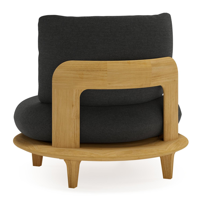 Bomero loungestoel in teak met chartres sooty all weather sunbrella® luxe kussen