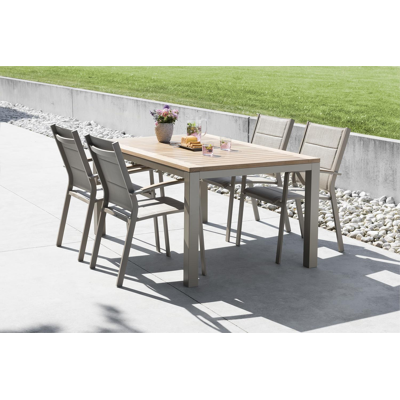 Como tuintafel in aluminium met tafelblad in teak - L 160 x B 100 cm