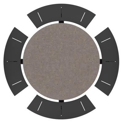 Rondino picknicktafel in zwart aluminium en volkeramiek wulong tafelblad - Dia. 148 x H 71.5 cm