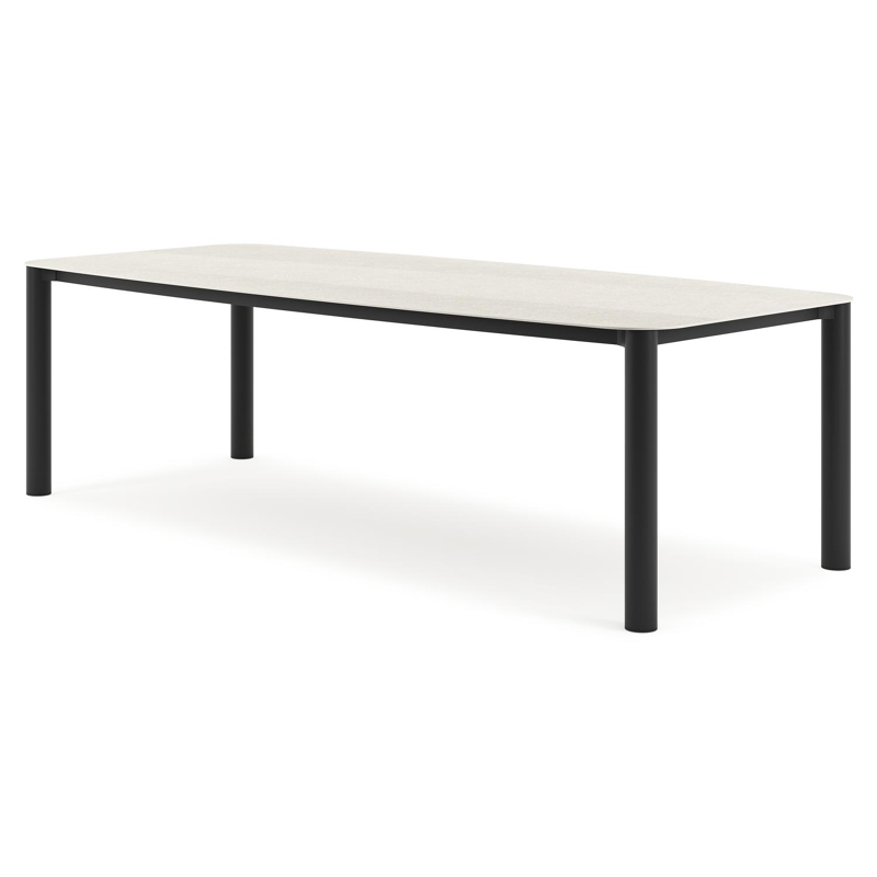 Orso tuintafel bootvorm in zwart aluminium en volkeramiek shilin - L 255 x B 115 x H 75 cm