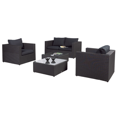 Amari 2-zit in zwart wicker met polyester kussens