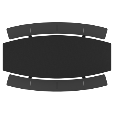 Forno picknicktafel bootvorm in zwart aluminium en volkeramiek nero black tafelblad - L 280 x B 192 x 72 cm