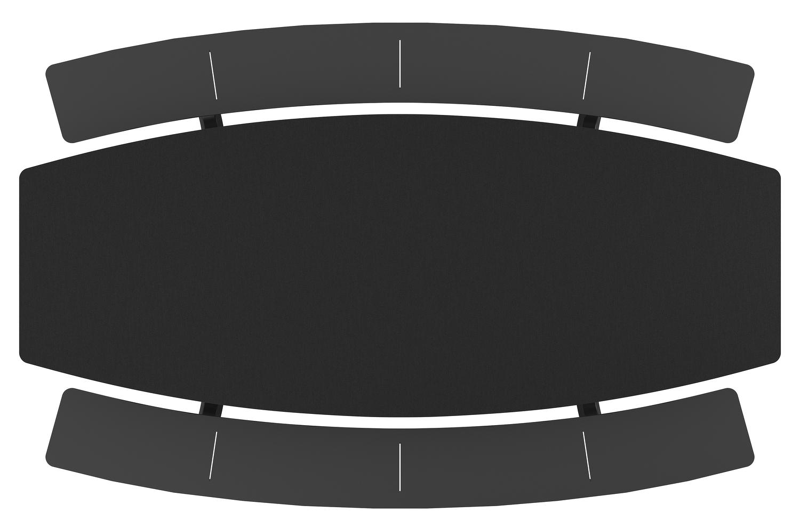 Forno picknicktafel bootvorm in zwart aluminium en volkeramiek nero black tafelblad - L 280 x B 192 x 72 cm
