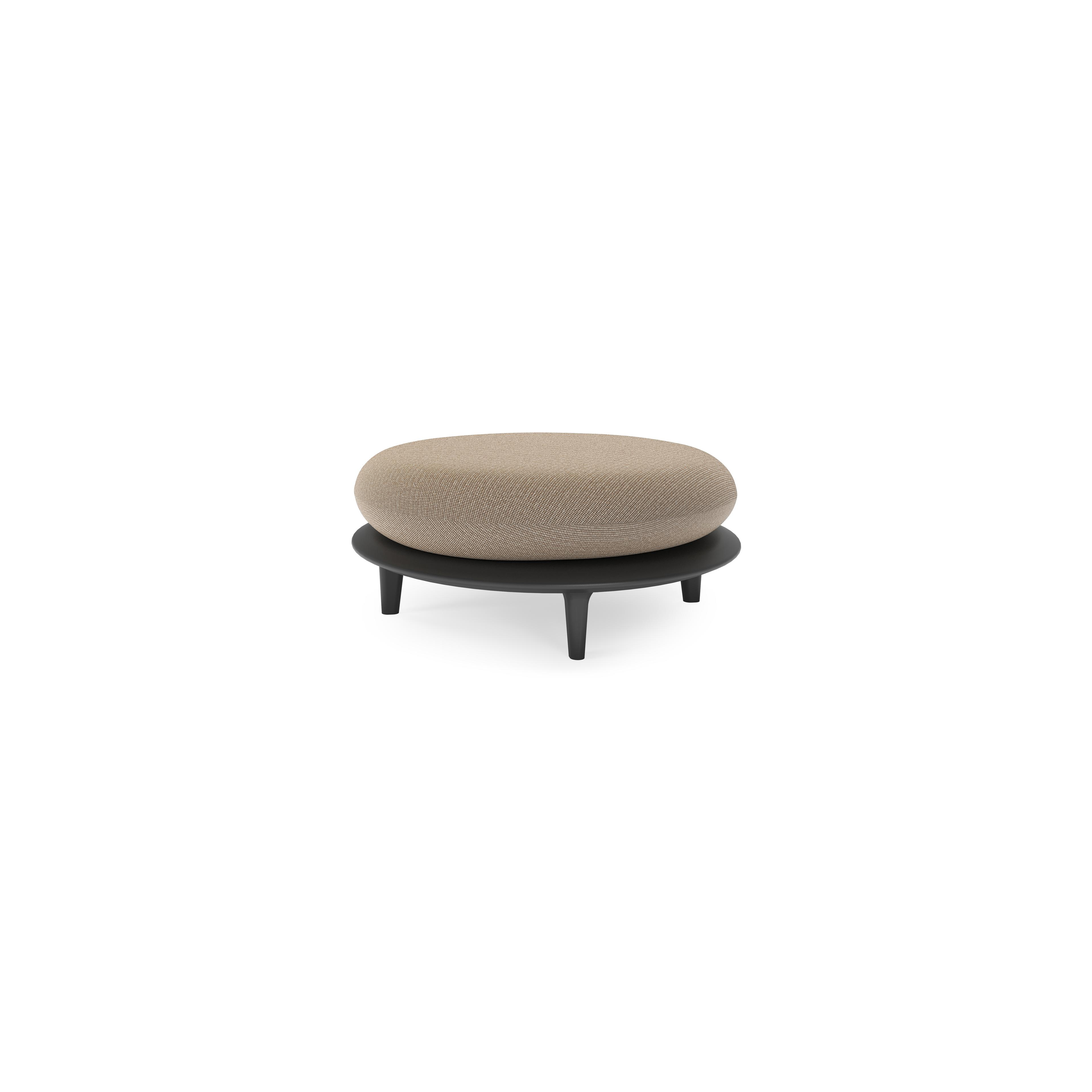 Bomero poef in zwart aluminium met firenze earth all weather solica kussen
