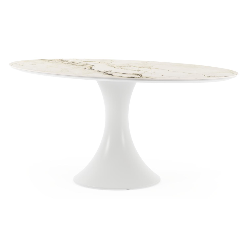 Fano tuintafel ovaal in wit aluminium en volkeramiek colorado dunes - L 180 x B 110 x H 75 cm