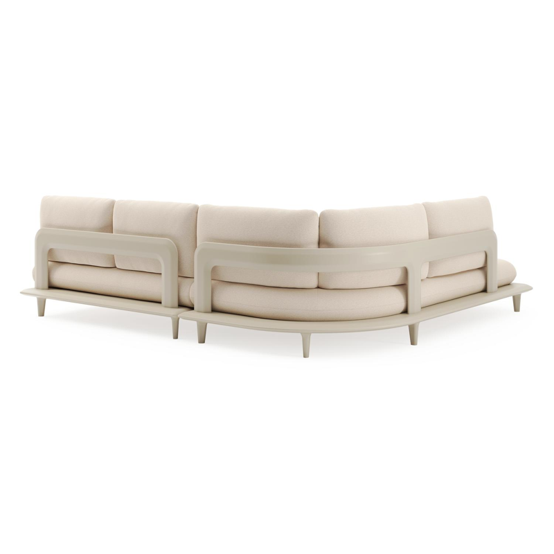 Bomero loungehoek in beige aluminium met heritage papyrus all weather sunbrella® luxe kussen