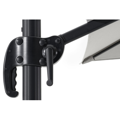 Calpe zweefparasol in zwart aluminium met grijs weather+ softtouch parasoldoek - L1 270 x L2 270 cm (zonder voet)