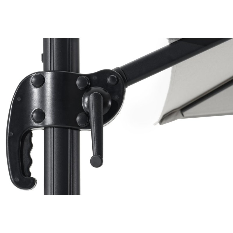 Calpe zweefparasol in zwart aluminium met grijs weather+ softtouch parasoldoek - L1 270 x L2 270 cm (zonder voet)