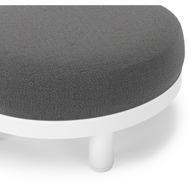 Salon de jardin pouf Donato en aluminium blanc et coussins en all Weather Sunbrella® Luxe Savane Tornado