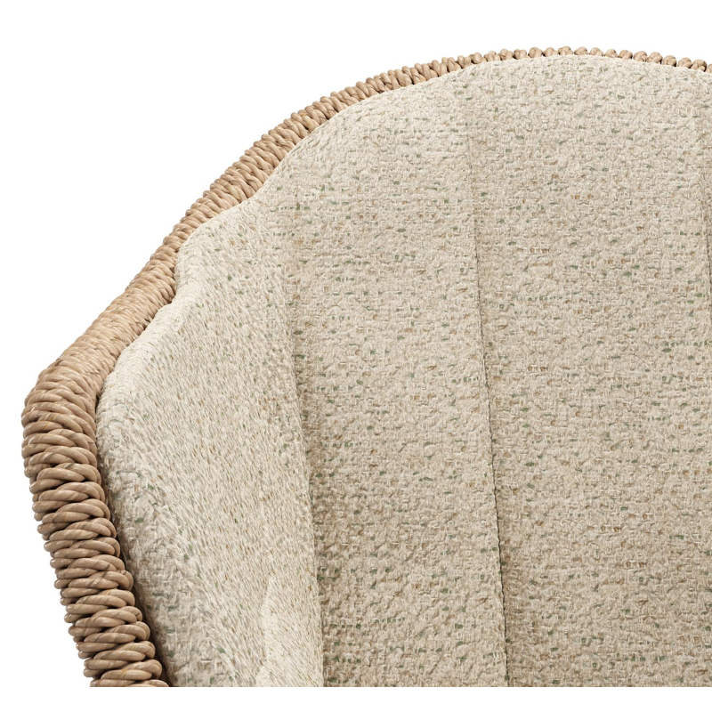 Pagino tuinstoel in teak en naturel ronde wicker met zitkussen in All Weather Cosytica Bora Forest