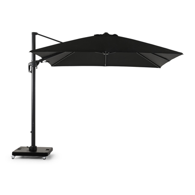 Copica zweefparasol met tiltfunctie in zwart aluminium met zwart polyester parasoldoek - L1 300 x L2 300 cm (met voet)