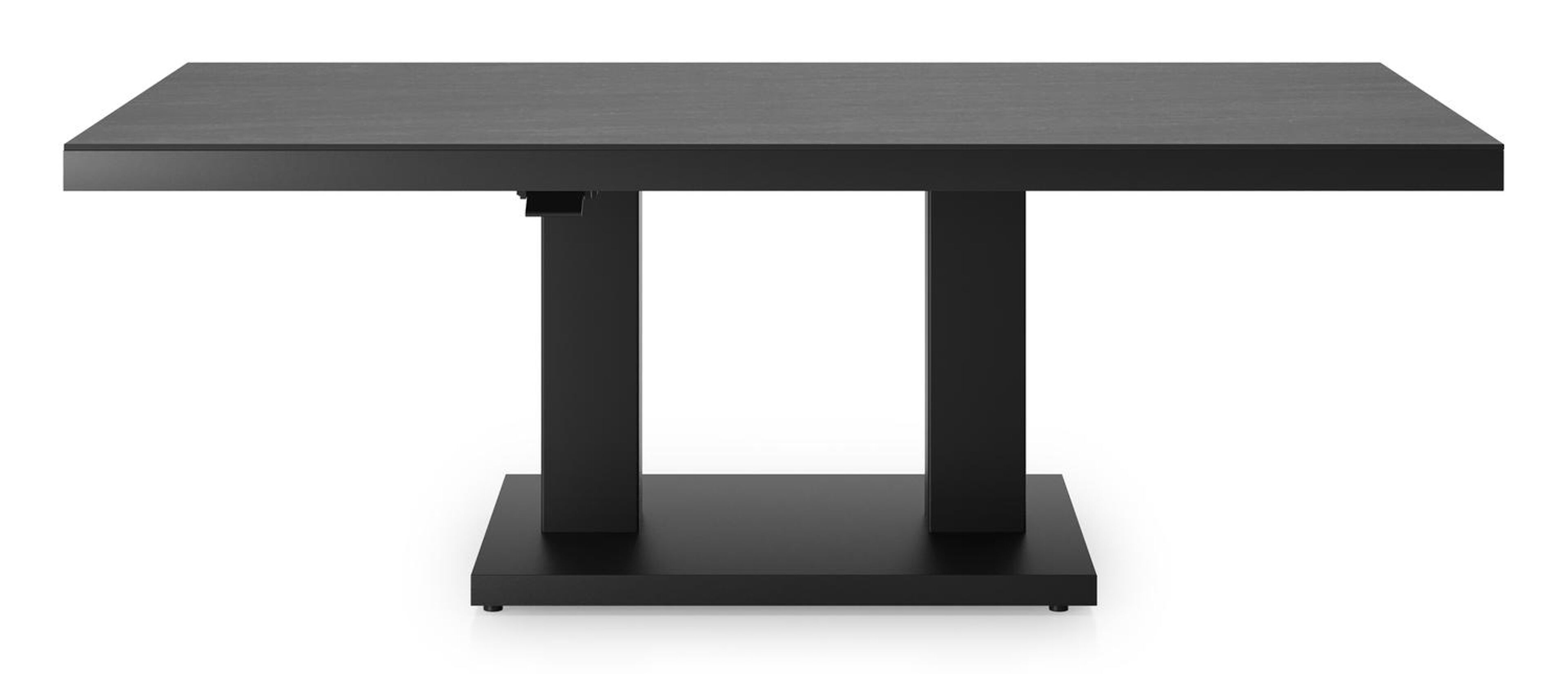 Cirello Pop up loungetafel in zwart aluminium en zwart volkeramiek - L 140 x B 80 x H 71,6 cm