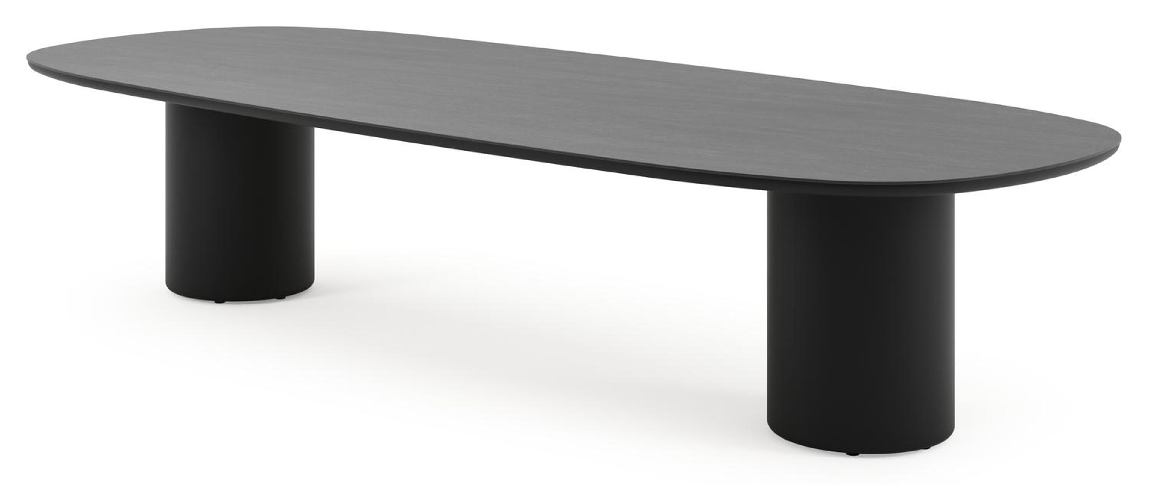 Table de jardin low dining Amico bombo en aluminium noir et céramique pleine Basalt Black - Lg. 320 x Lrg. 130 x Haut. 61 cm