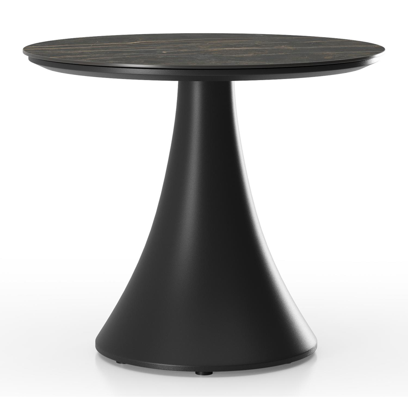 Fano low dining loungetafel in zwart aluminium en volkeramiek black obsession - Dia. 65 x H 55 cm