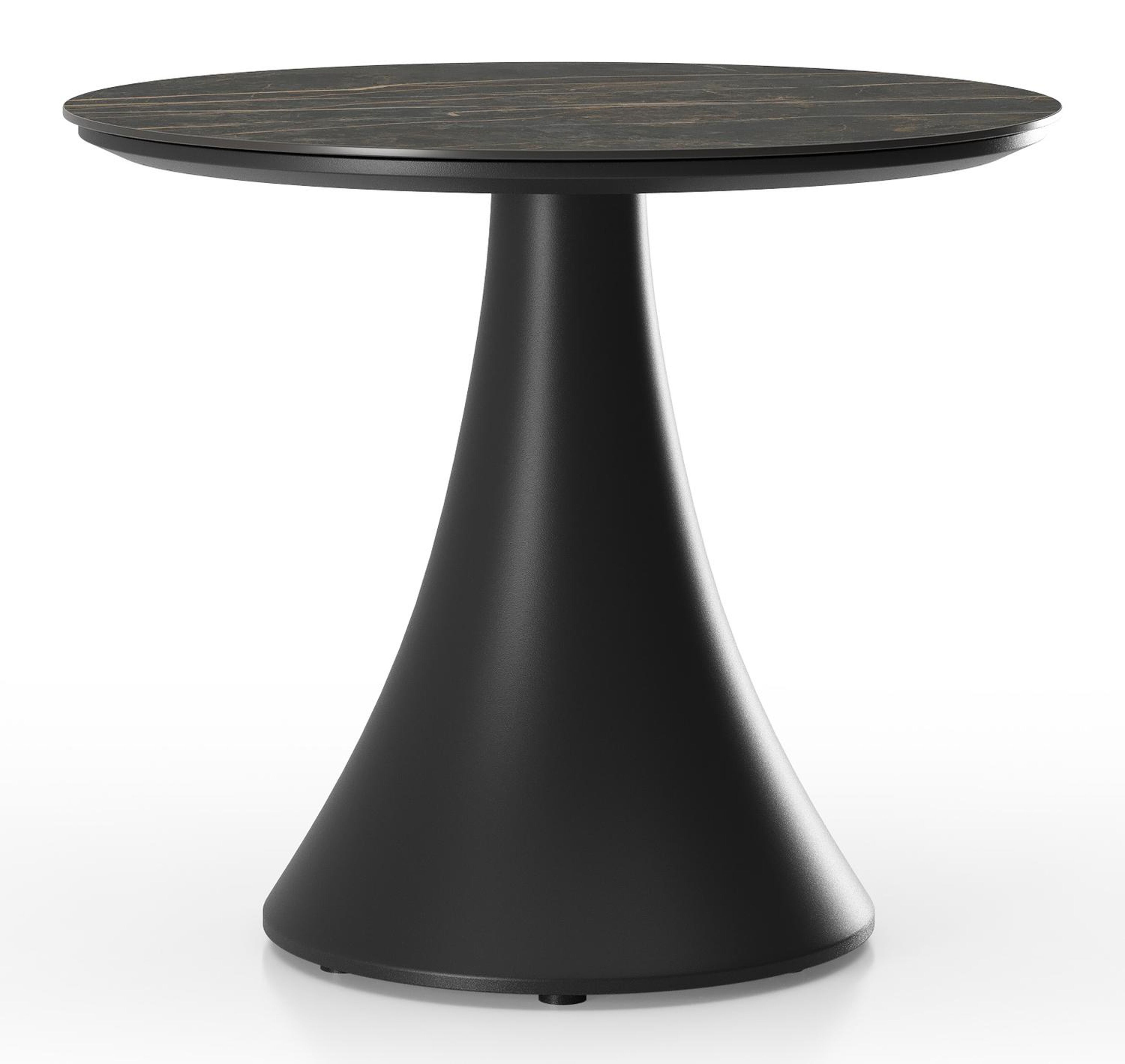Fano low dining loungetafel in zwart aluminium en volkeramiek black obsession - Dia. 65 x H 55 cm