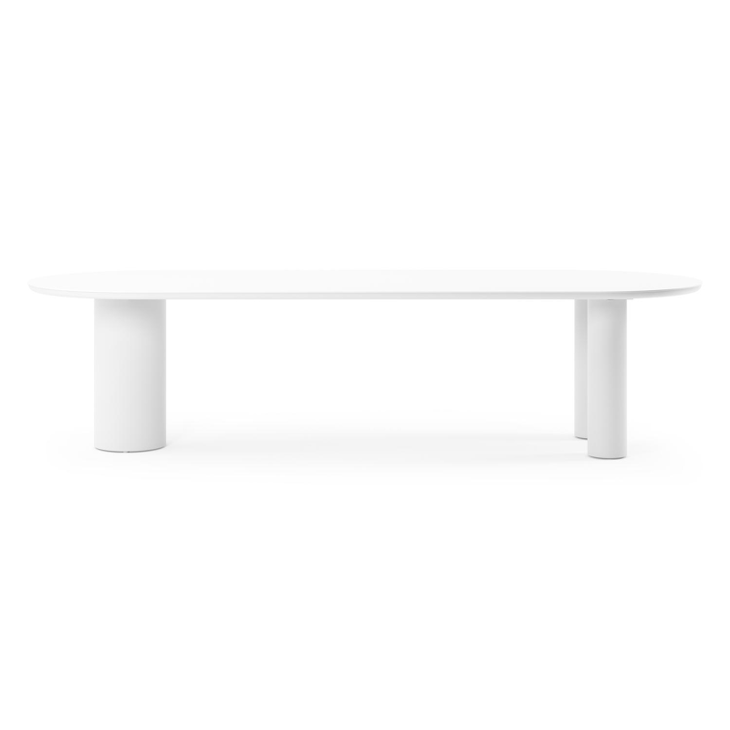 Table de jardin Organo oval en aluminium blanc et céramique pleine arctic white - Lg. 300 x Lrg. 110 x Haut. 74 cm