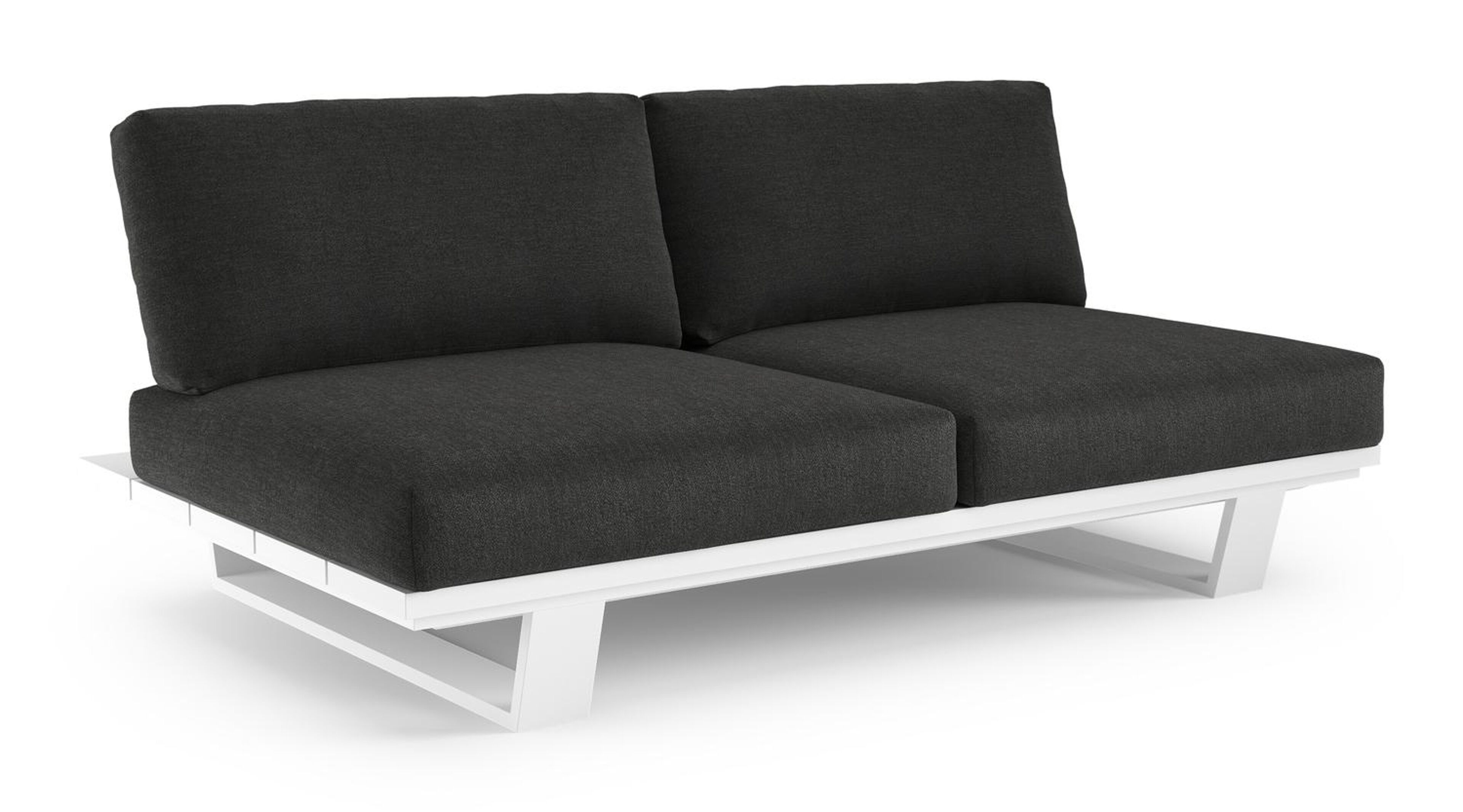 Pagino loungebank in wit aluminium met chartres sooty all weather sunbrella® luxe kussen